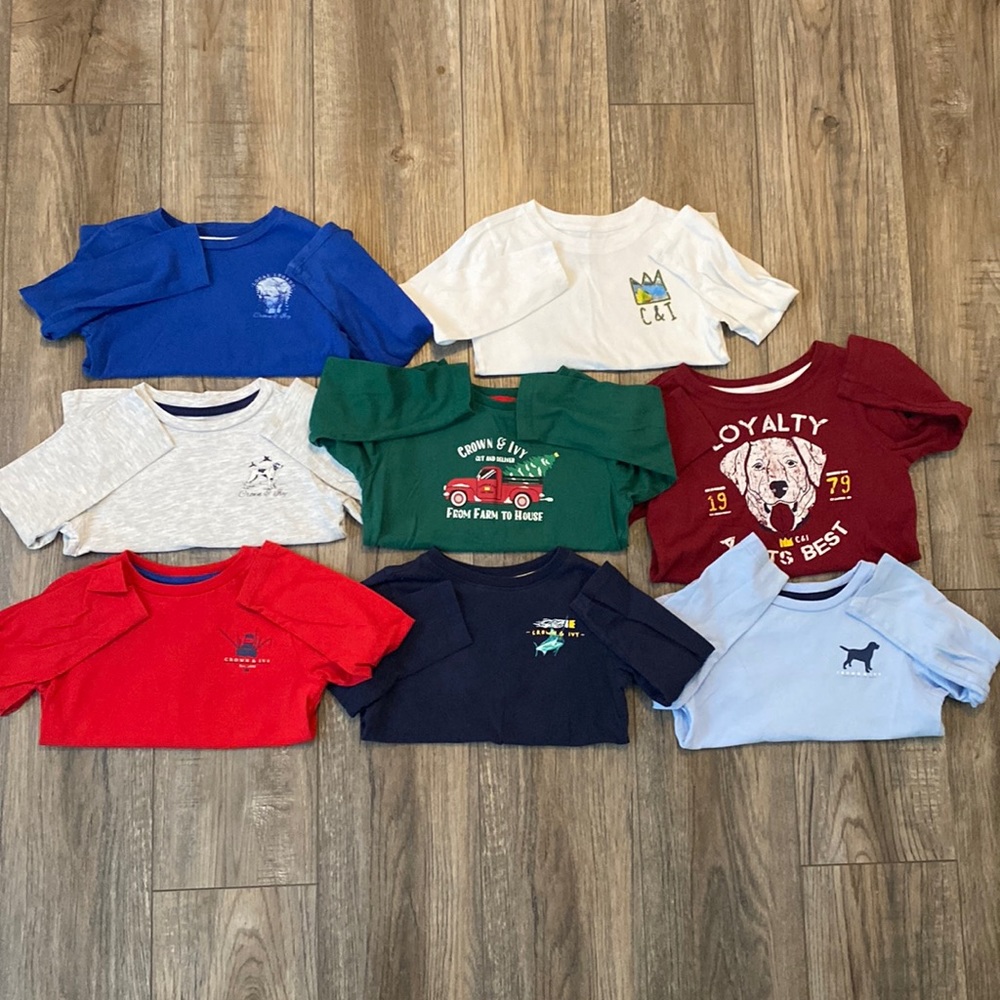 8 Crown & ivy long sleeve little boys shirts.  All shirts are size 4t.